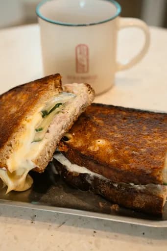 Grilled sourdough sandwich with melted cheese